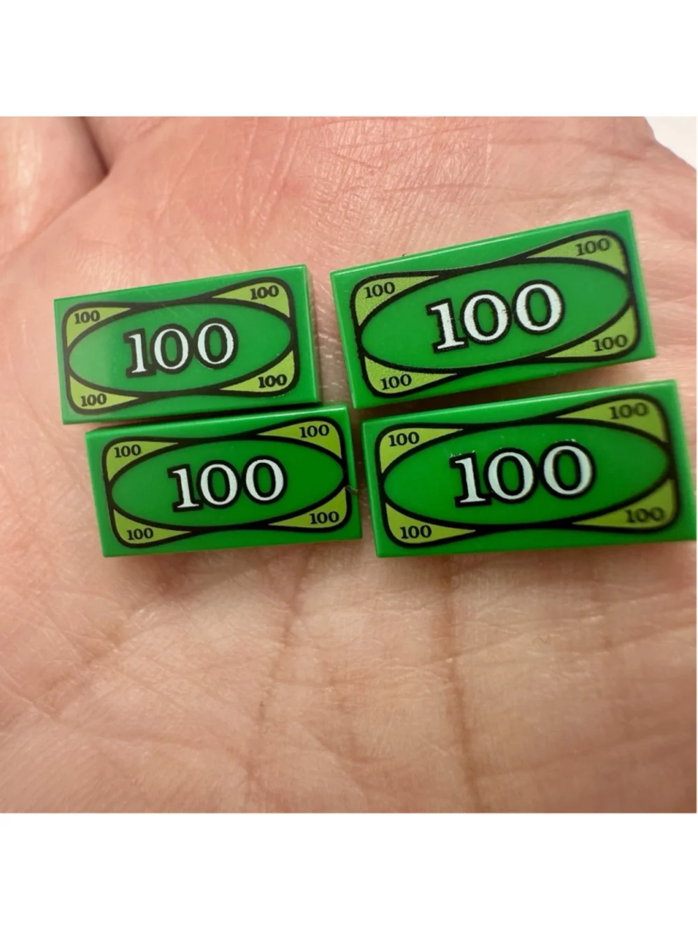 LEGO 3069px7 Green Money Tile City $100 Dollar Bill Bank Cash - 4 pcs